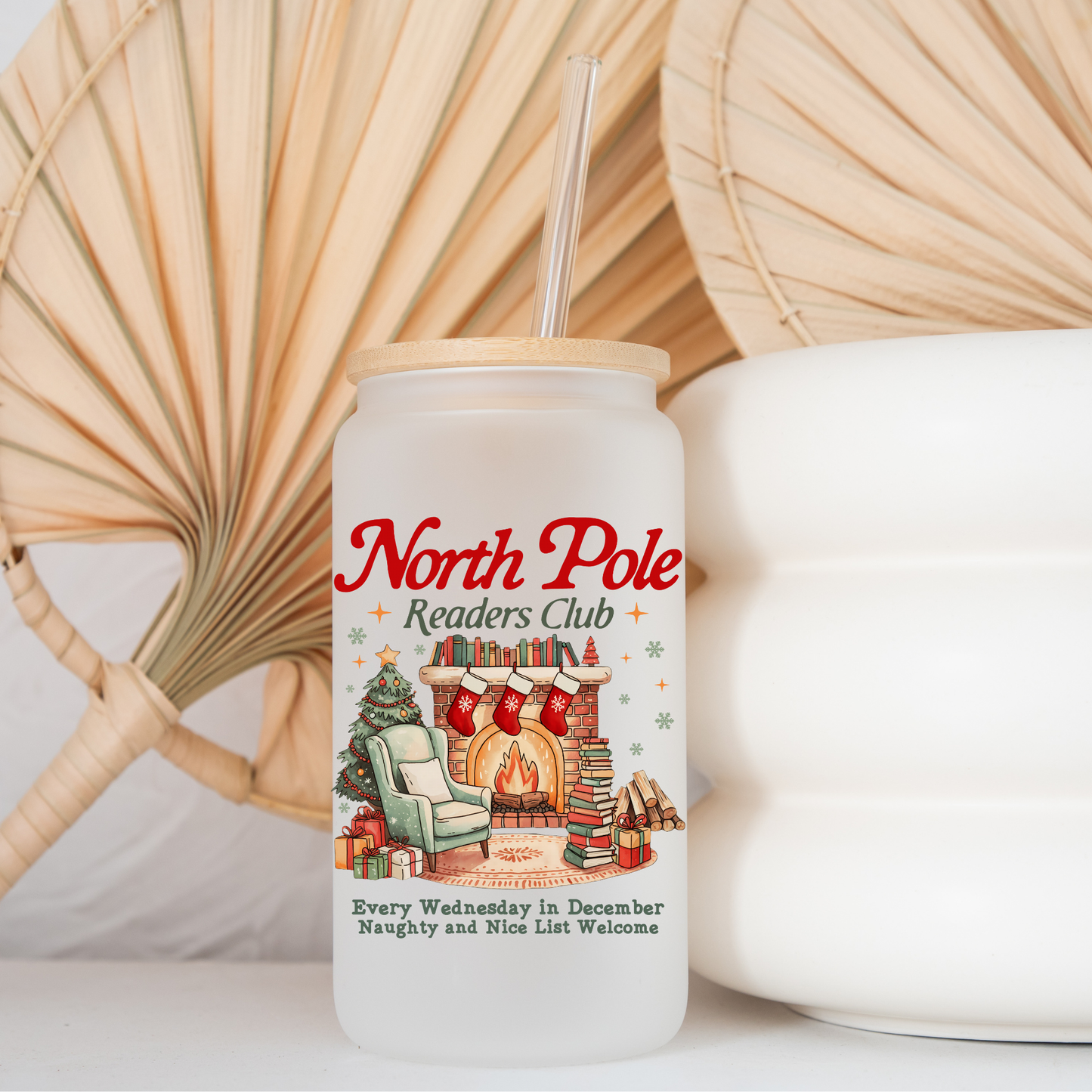 North Pole Christmas Readers Club Coffee Mug – Holiday Glass Cup, Book Lover Christmas Gift, Festive Hot Cocoa & Coffee Mug