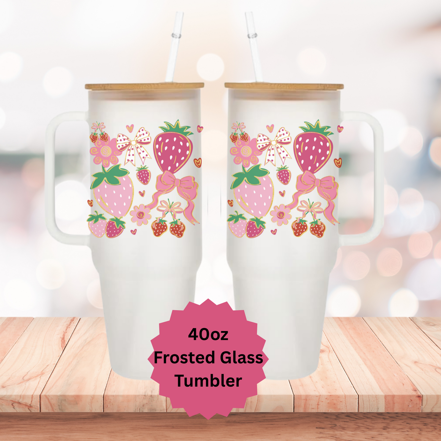 Strawberry 40oz Glass Tumbler