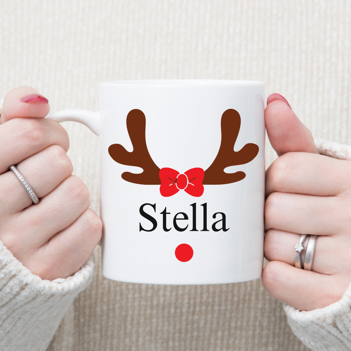 Personalized Reindeer Mug – Custom Name Winter Mug, Christmas Holiday mug, Holiday Gift for Kids & Adults