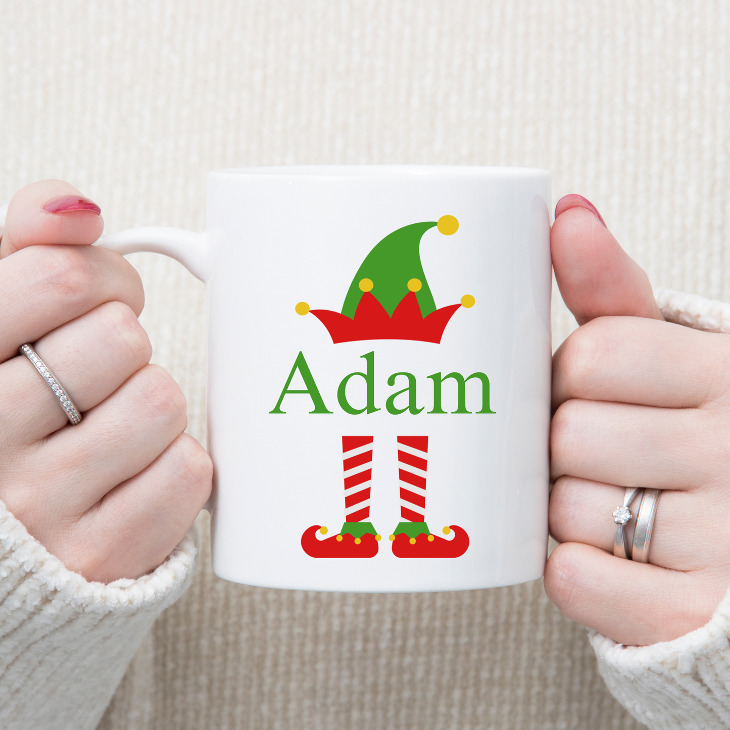 Personalized Elf Mug – Custom Name Winter Mug, Christmas Holiday mug, Holiday Gift for Kids & Adults