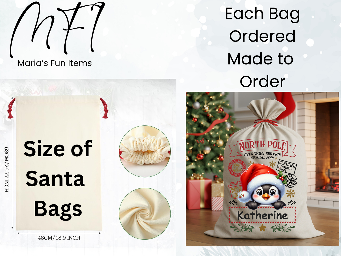 Santa Claus Gift Bag – Personalized Christmas Sack for Kids