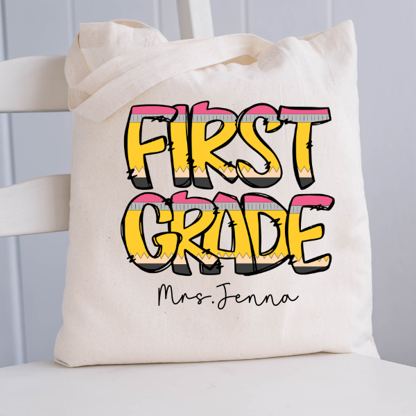Personalized Pencil Teach Canvas Tote Bag