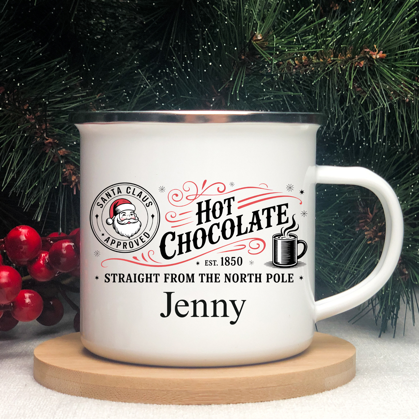Personalized Hot Chocolate Mug – Custom Name Winter Mug, Christmas Hot Cocoa Cup, Holiday Gift for Kids & Adults