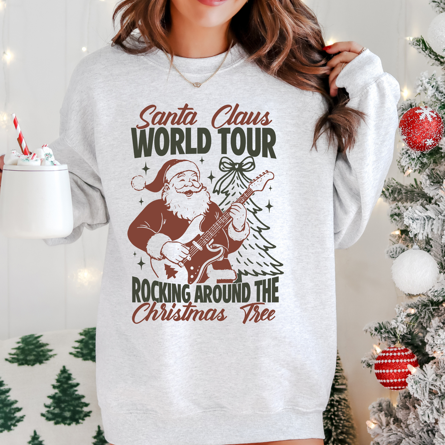 Santa Claus World Tour Christmas Sweatshirt – Holiday Graphic Pullover