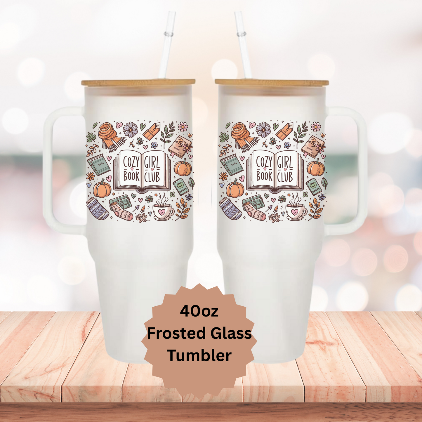 Cozy Girl Book Club 40oz Glass Tumbler