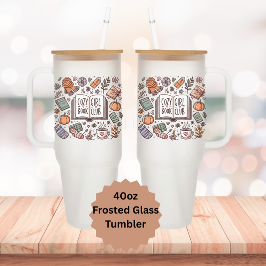 Cozy Girl Book Club 40oz Glass Tumbler
