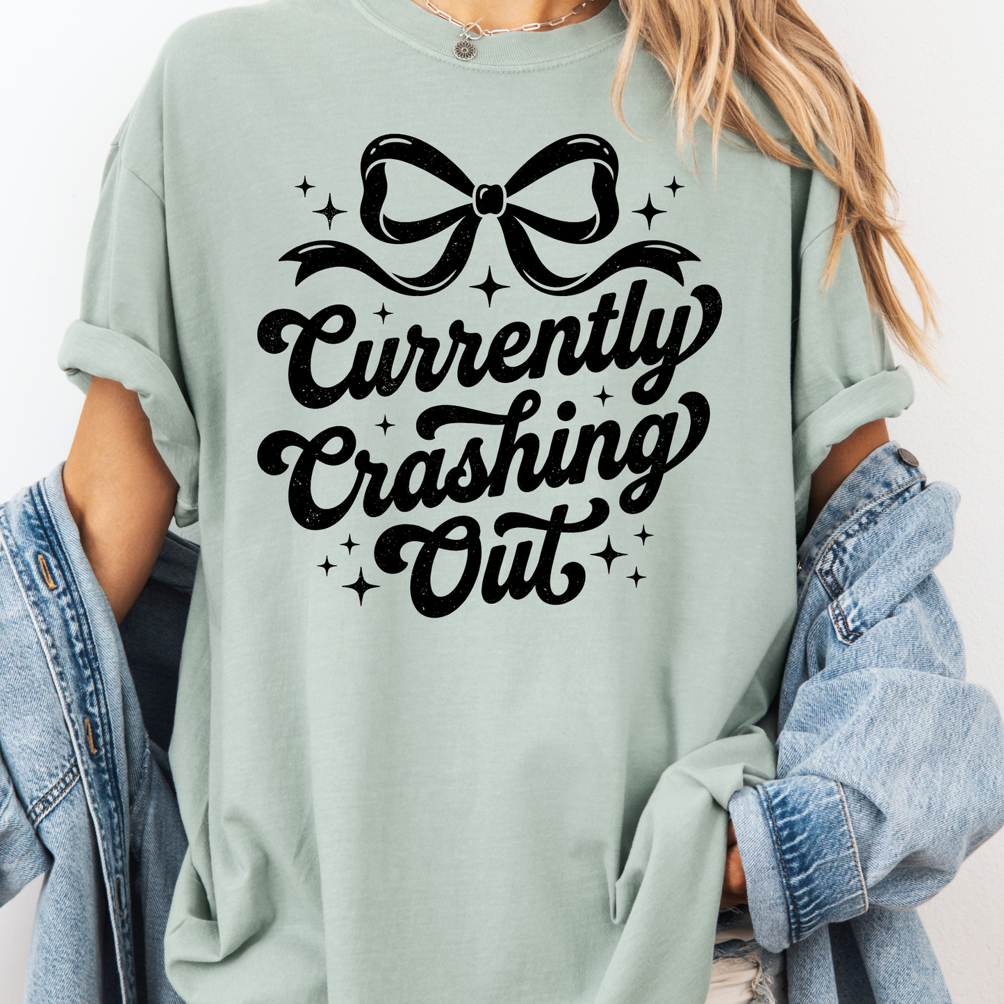 Currently Crushing It Graphic T-Shirt – Trendy Pink Bow Tee for Women, Cute Girly Statement Shirt, Casual Everyday Outfit Top