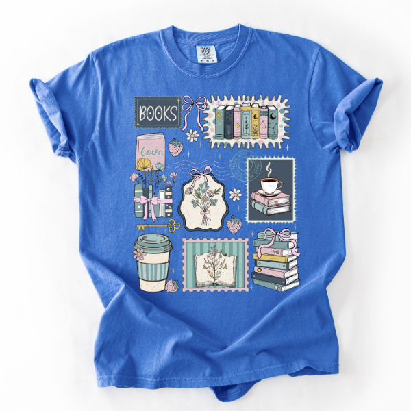Cozy Book Lover Graphic Tee – Cute Reading Aesthetic Shirt, Books & Coffee Lover Comfort Color Tee