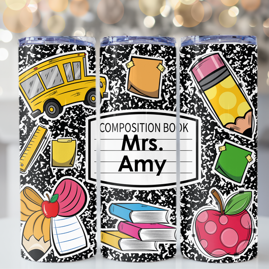 Personalized Teacher  Composition Book  20oz  Stainless Steel Tumbler