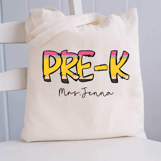 Personalized Pencil Teach Canvas Tote Bag