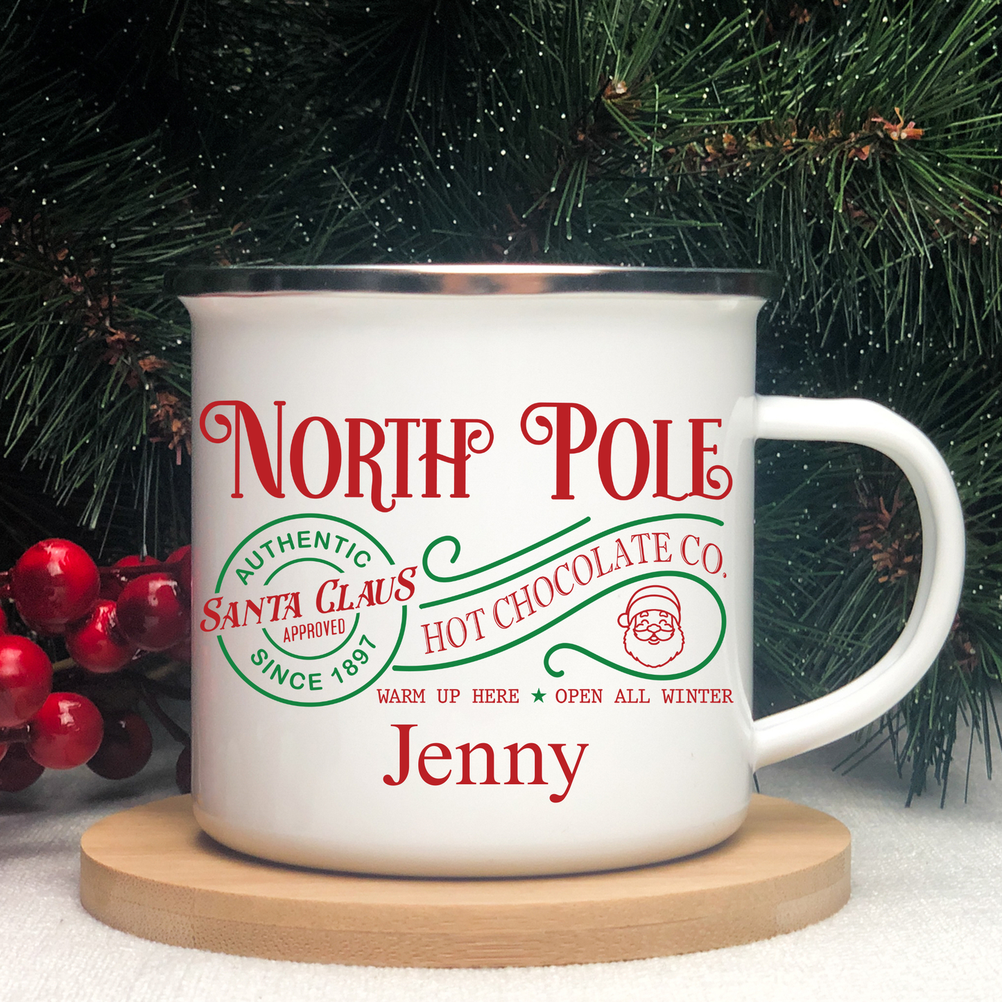 Personalized Hot Chocolate Mug – Custom Name Winter Mug, Christmas Hot Cocoa Cup, Holiday Gift for Kids & Adults