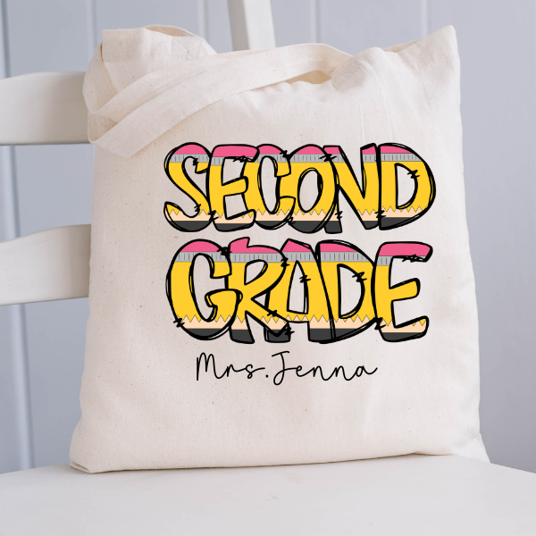 Personalized Pencil Teach Canvas Tote Bag