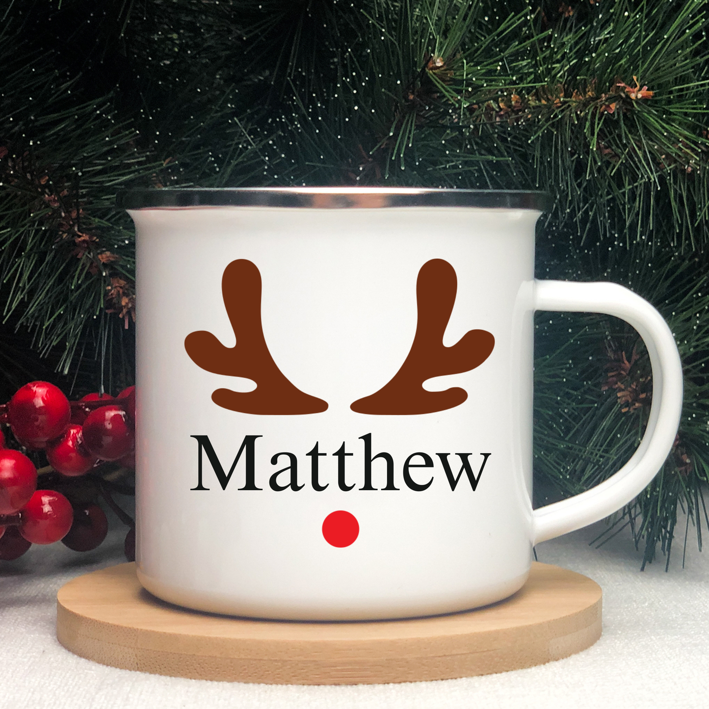 Personalized Reindeer Mug – Custom Name Winter Mug, Christmas Holiday mug, Holiday Gift for Kids & Adults