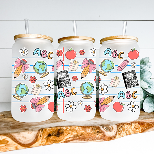 Back to School Teacher Glass Tumbler
