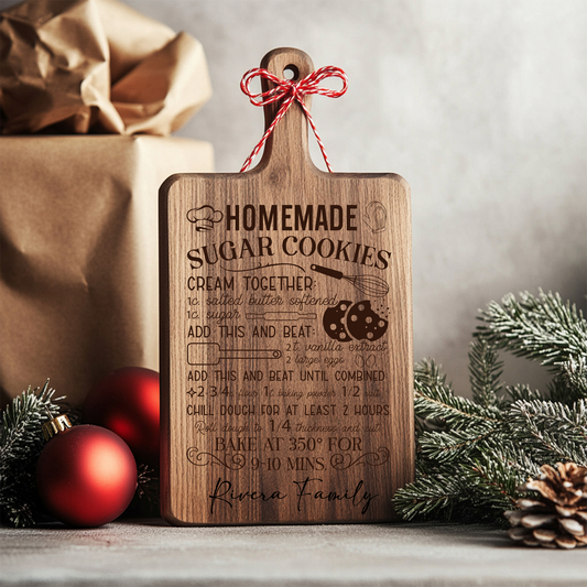 Personalized Christmas Cutting Board | Homemade Recipe Engraved | Holiday Gift Idea