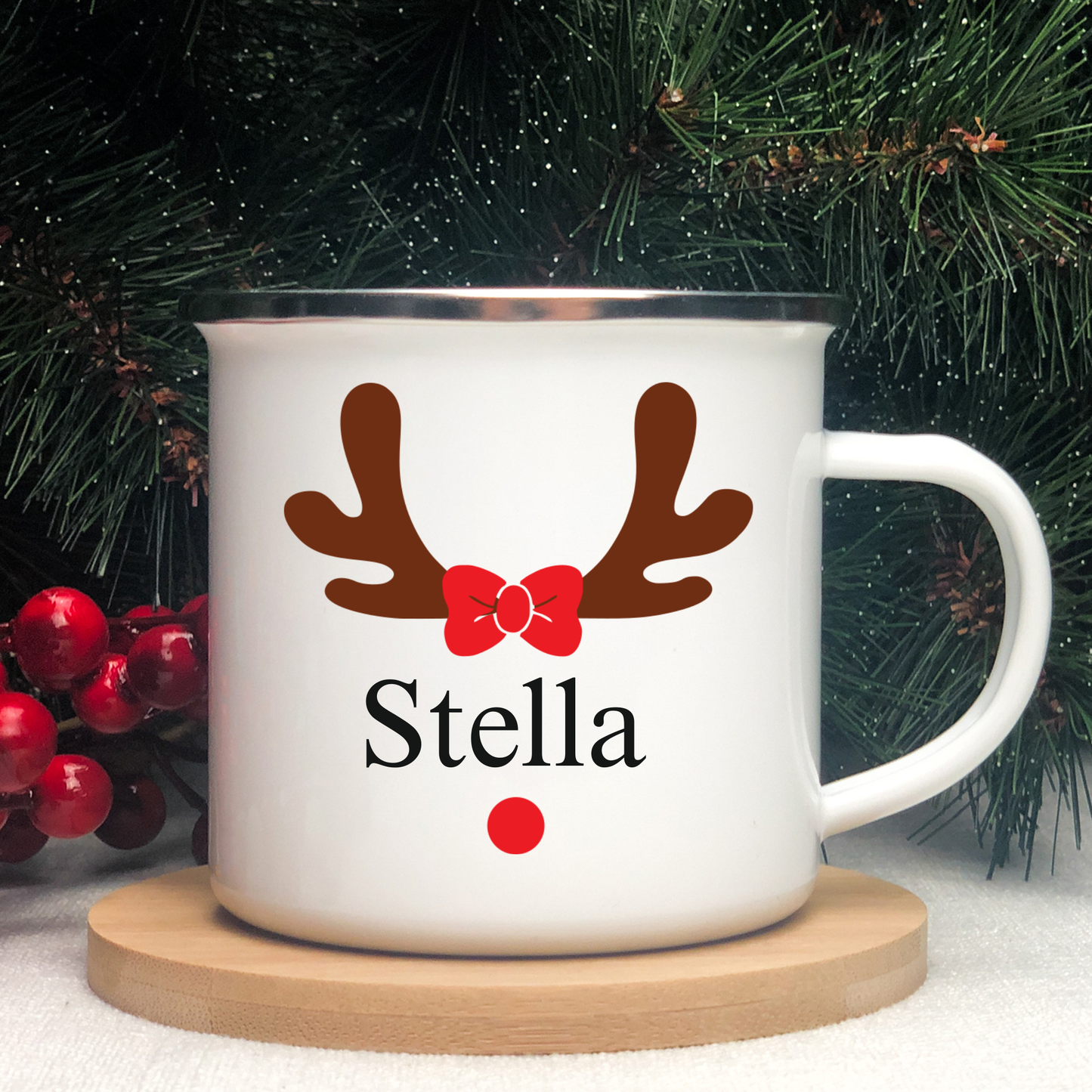 Personalized Reindeer Mug – Custom Name Winter Mug, Christmas Holiday mug, Holiday Gift for Kids & Adults