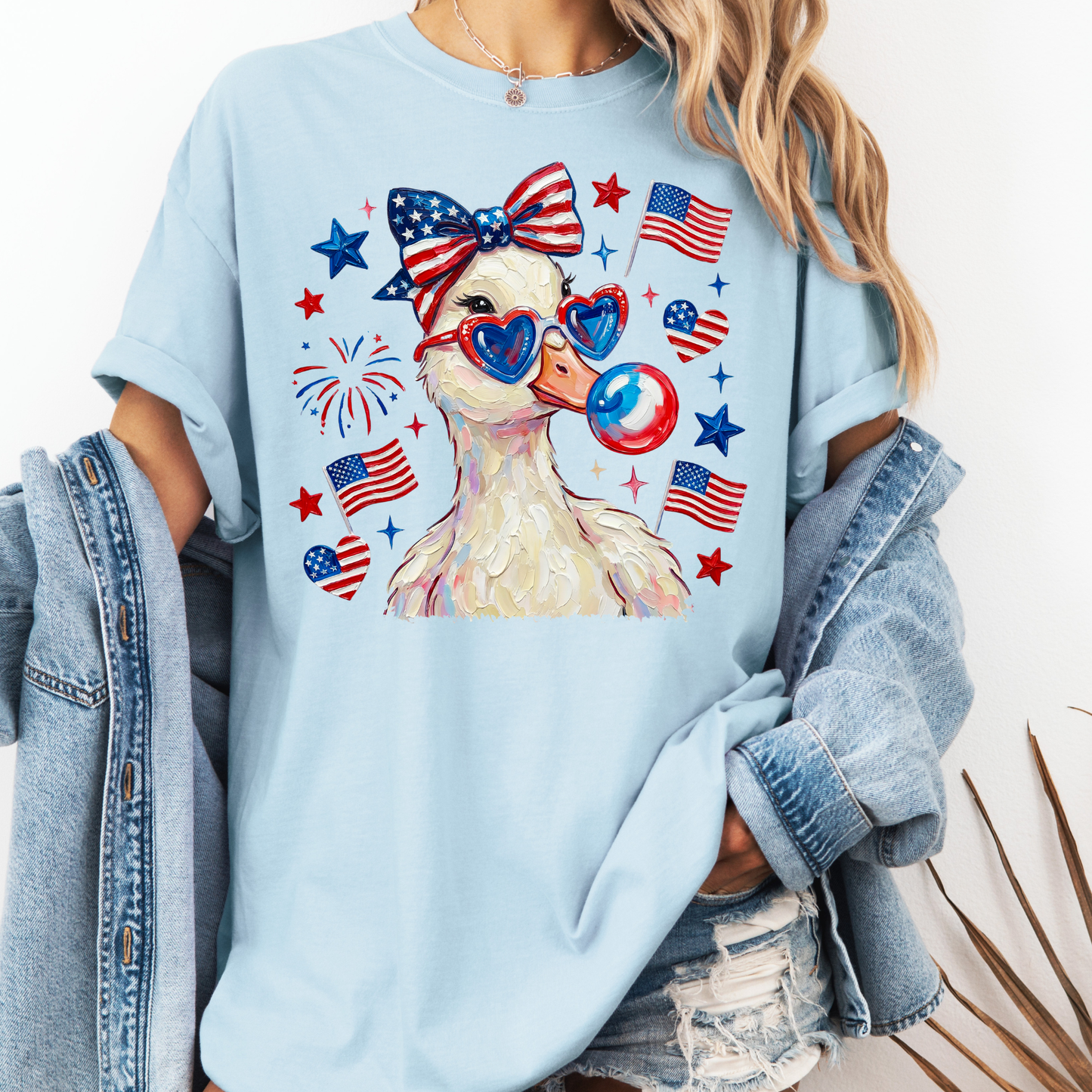 Patriotic Duck Shirt, Funny 4th of July Duck Tee, Cute USA Animal Shirt, Trendy Graphic Tee, Summer Shirt