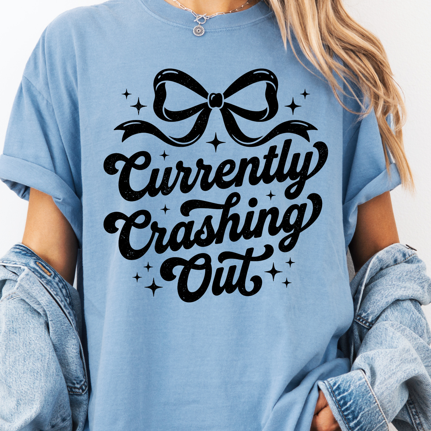 Currently Crushing It Graphic T-Shirt – Trendy Pink Bow Tee for Women, Cute Girly Statement Shirt, Casual Everyday Outfit Top