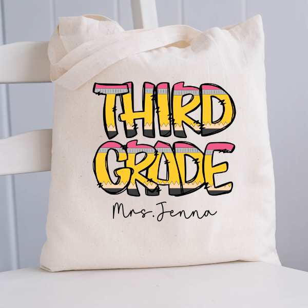 Personalized Pencil Teach Canvas Tote Bag