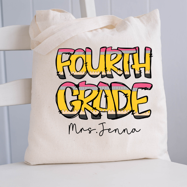 Personalized Pencil Teach Canvas Tote Bag