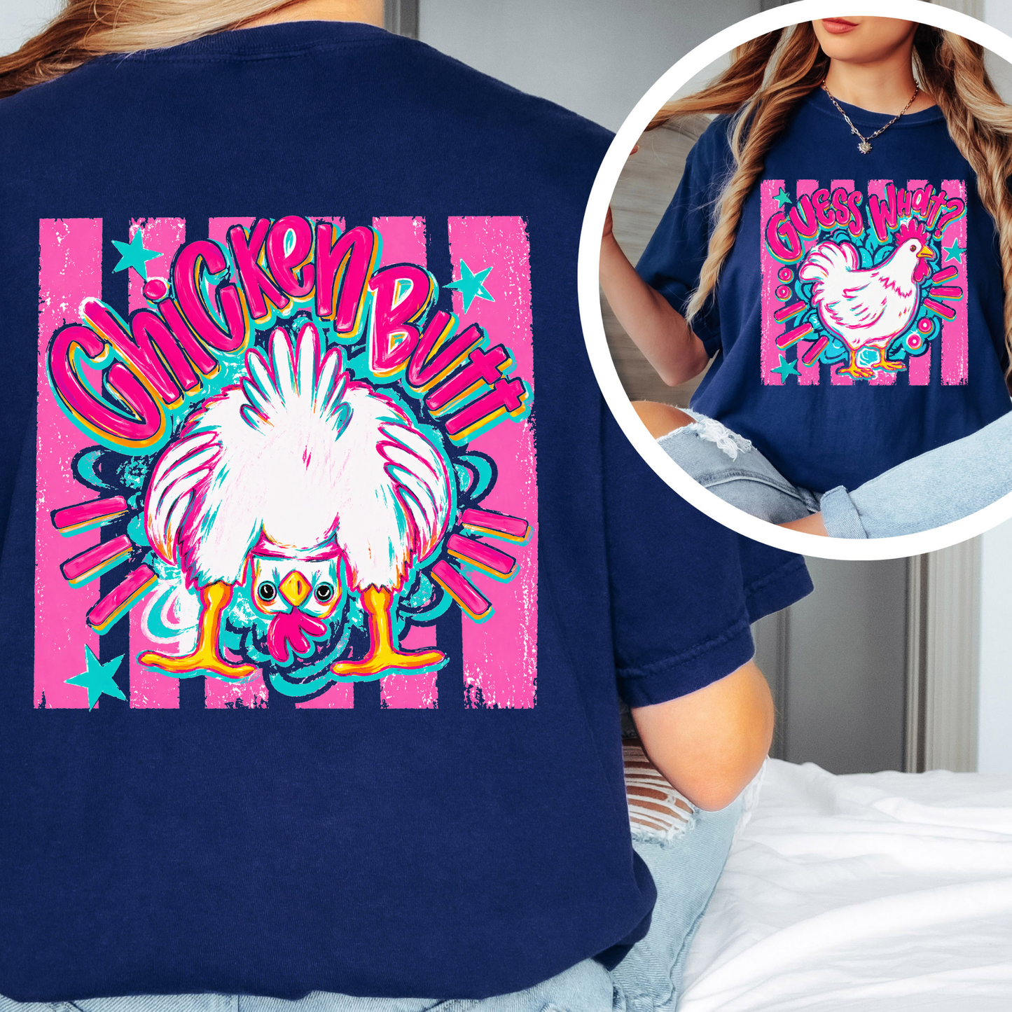Guess What Chicken Butt Shirt – Funny Retro Chicken Graphic Tee