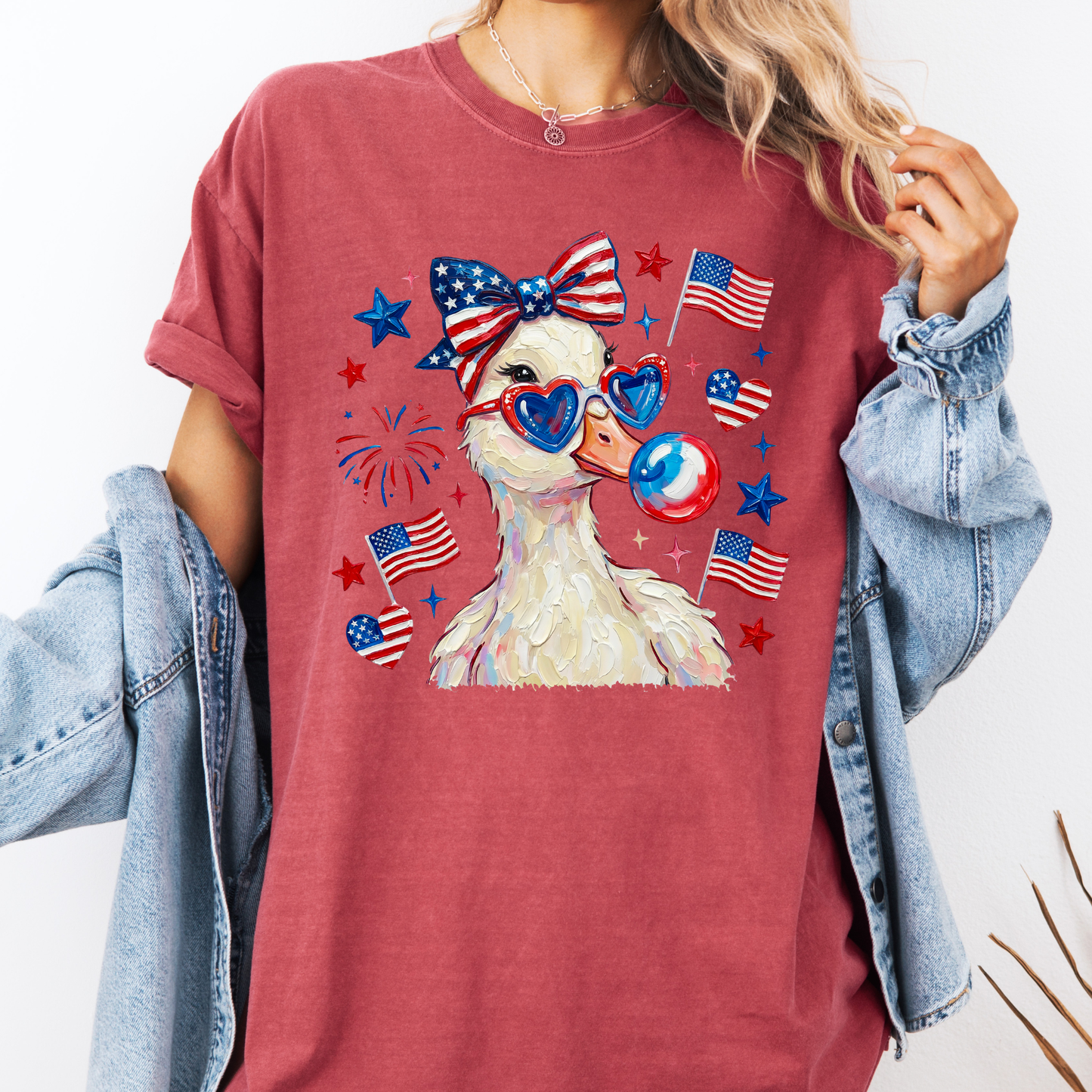 Patriotic Duck Shirt, Funny 4th of July Duck Tee, Cute USA Animal Shirt, Trendy Graphic Tee, Summer Shirt