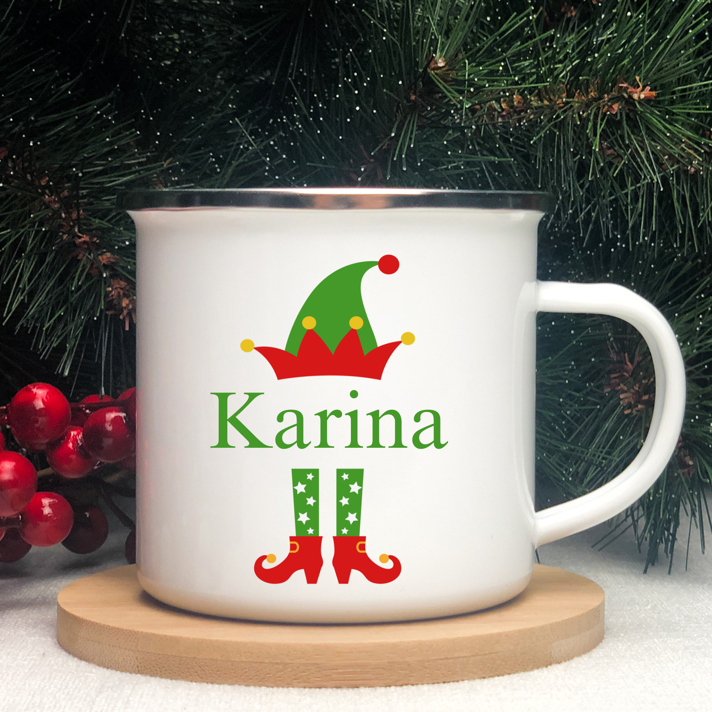 Personalized Elf Mug – Custom Name Winter Mug, Christmas Holiday mug, Holiday Gift for Kids & Adults