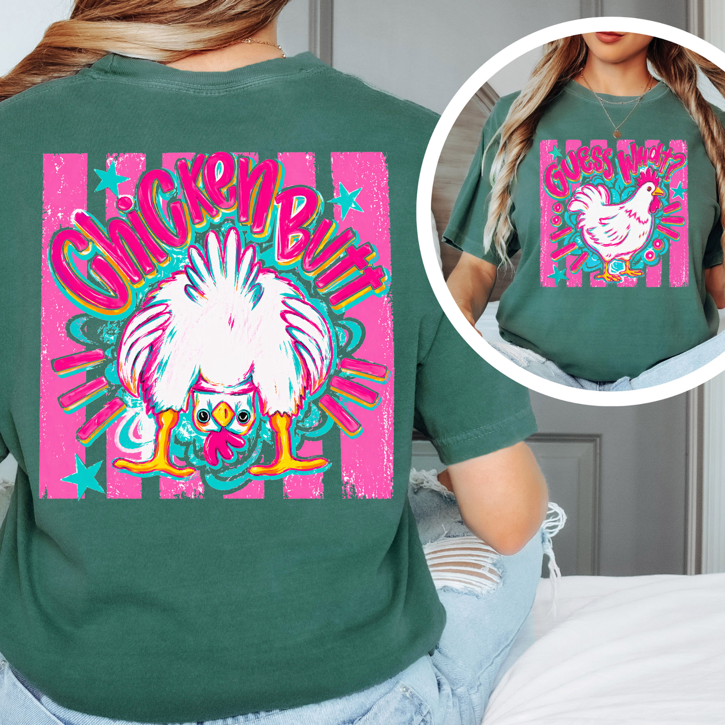 Guess What Chicken Butt Shirt – Funny Retro Chicken Graphic Tee