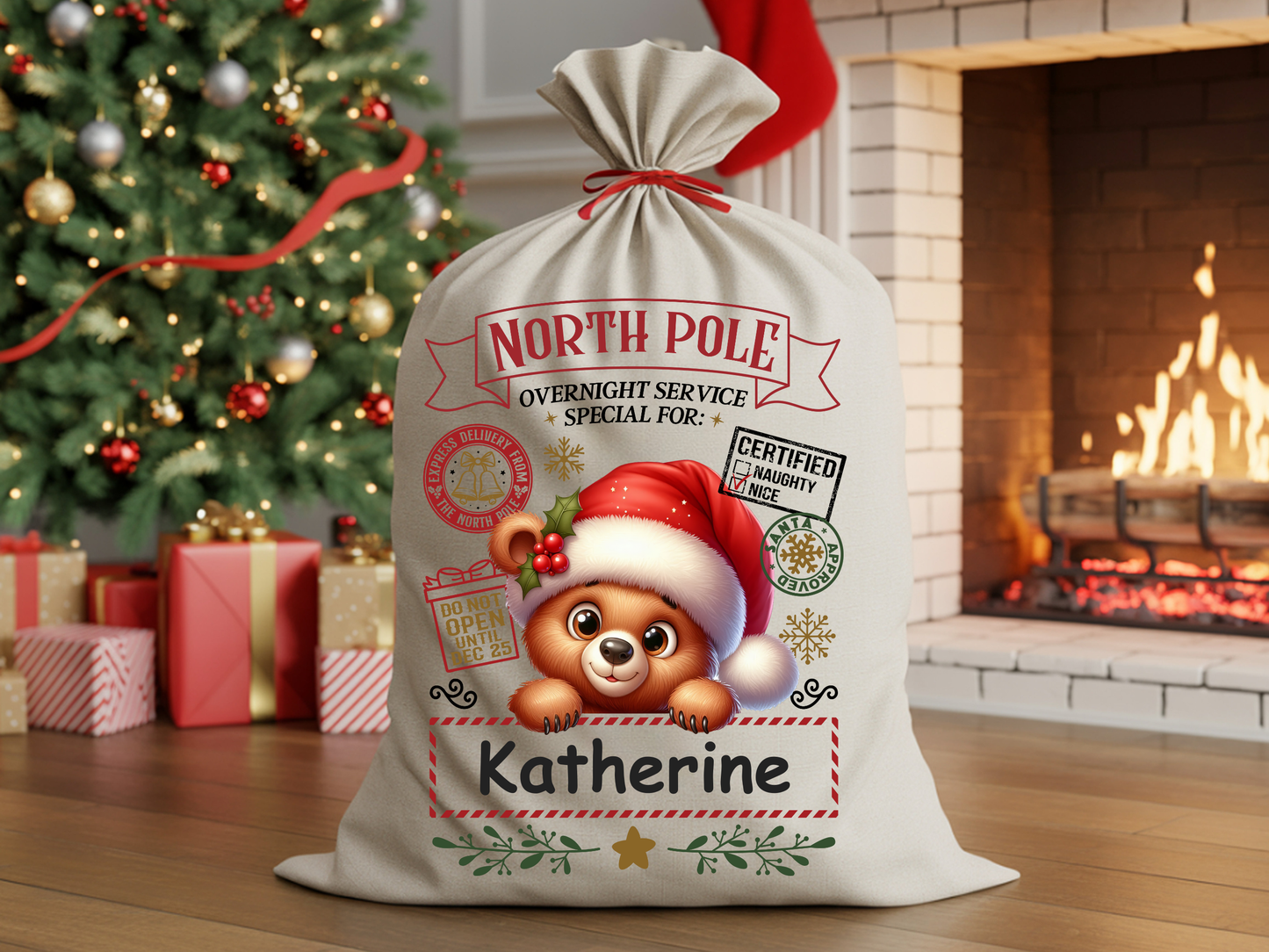 Santa Claus Gift Bag – Personalized Christmas Sack for Kids