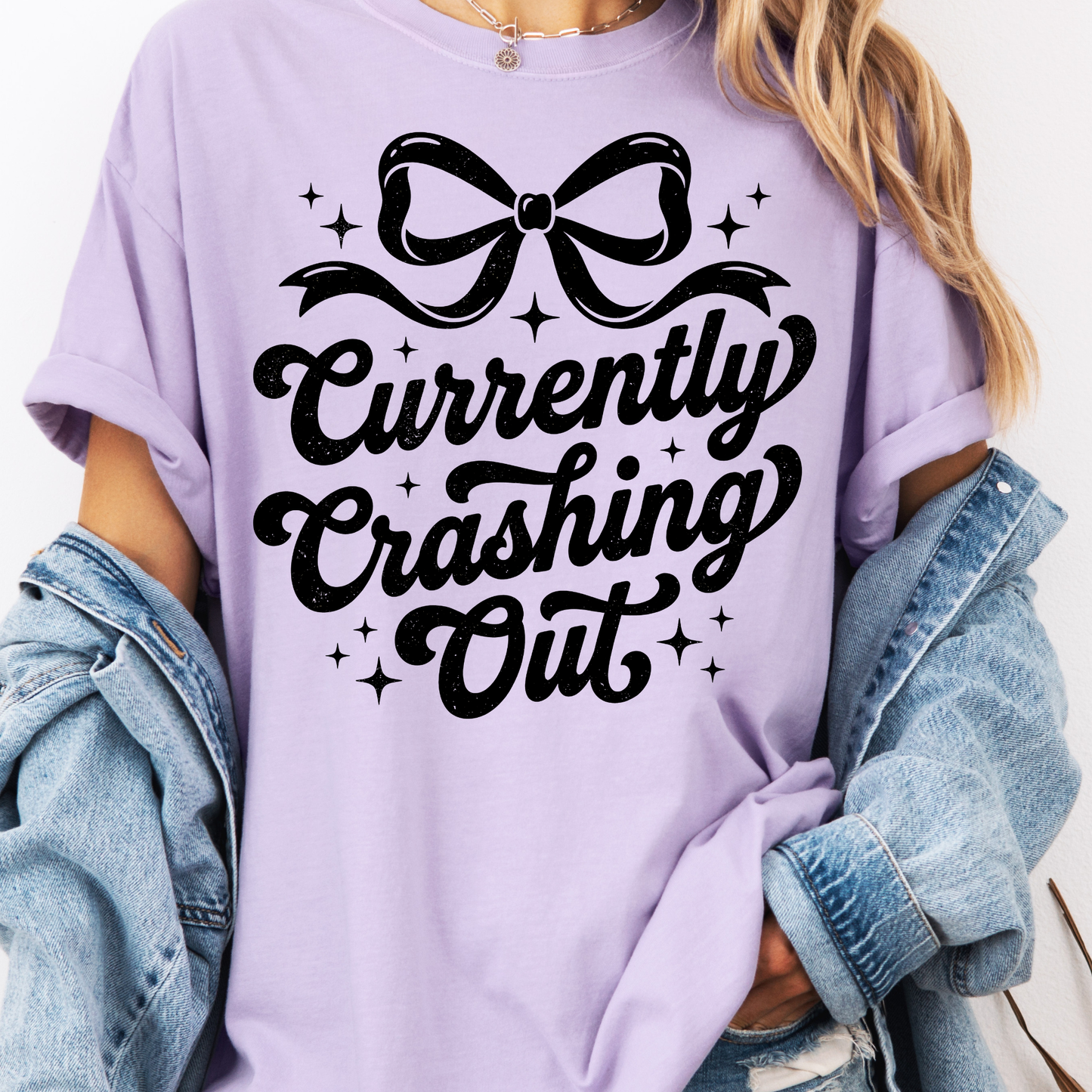 Currently Crushing It Graphic T-Shirt – Trendy Pink Bow Tee for Women, Cute Girly Statement Shirt, Casual Everyday Outfit Top