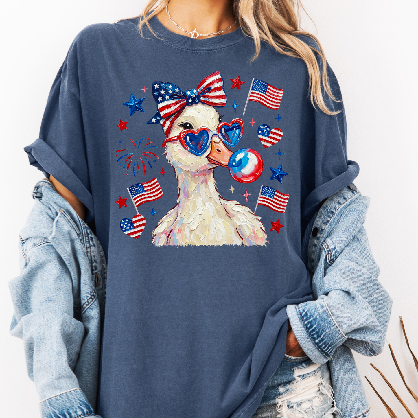 Patriotic Duck Shirt, Funny 4th of July Duck Tee, Cute USA Animal Shirt, Trendy Graphic Tee, Summer Shirt