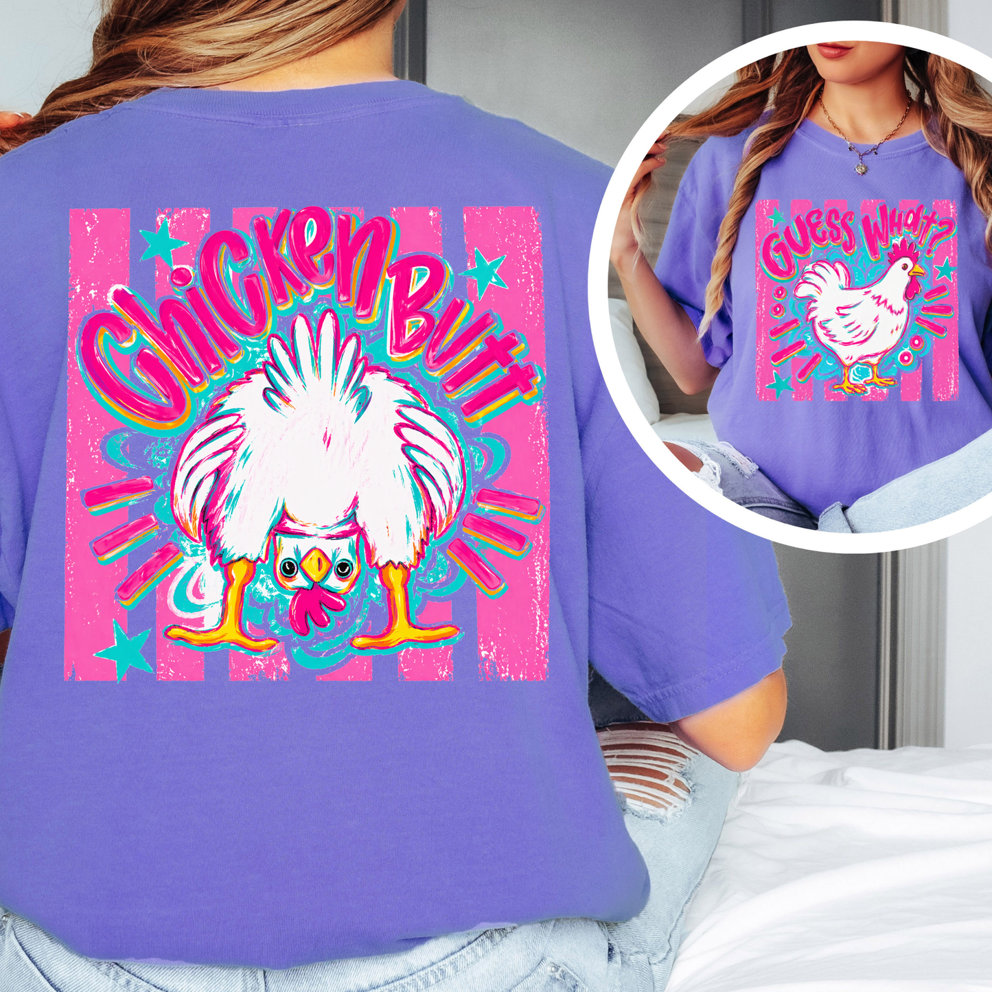 Guess What Chicken Butt Shirt – Funny Retro Chicken Graphic Tee