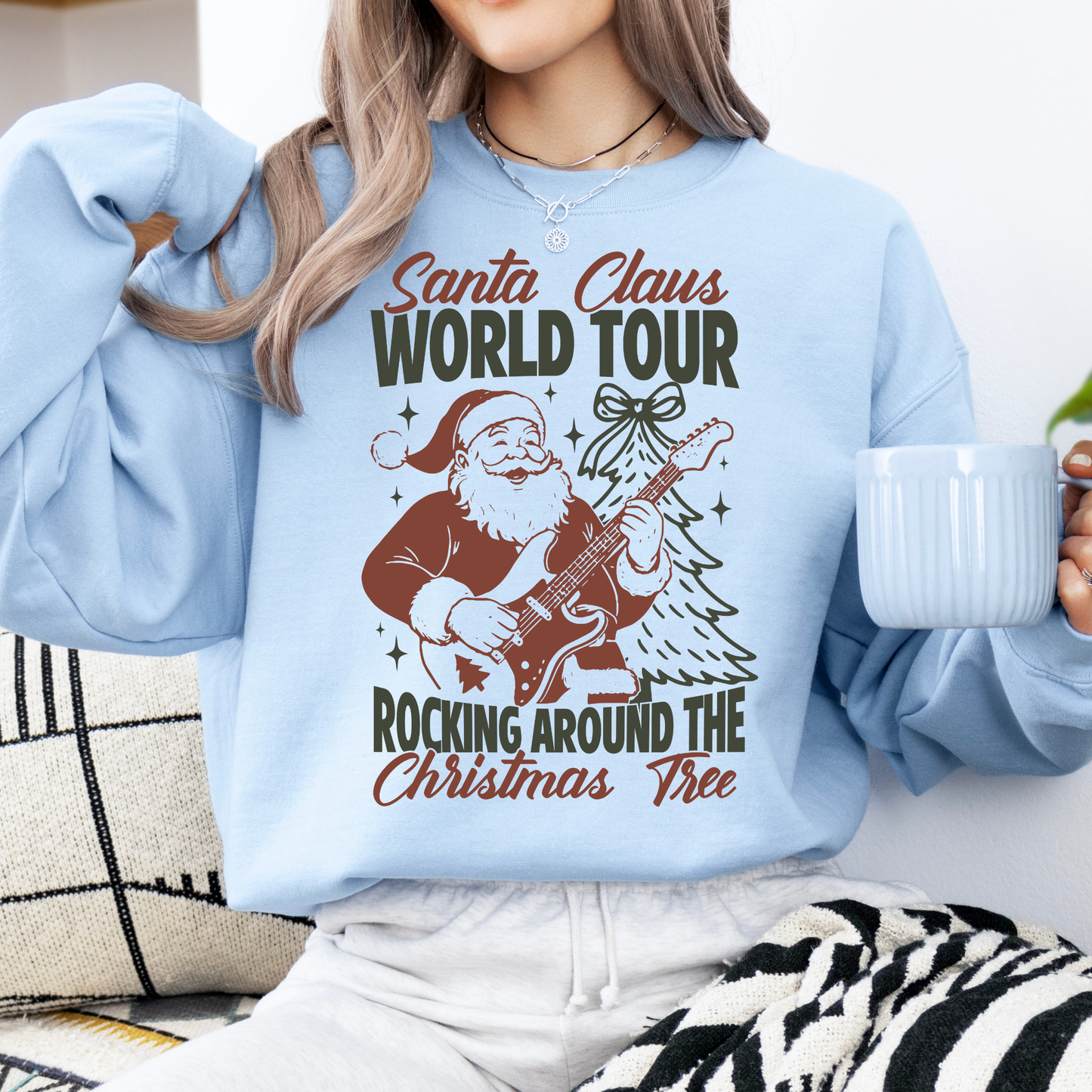 Santa Claus World Tour Christmas Sweatshirt – Holiday Graphic Pullover