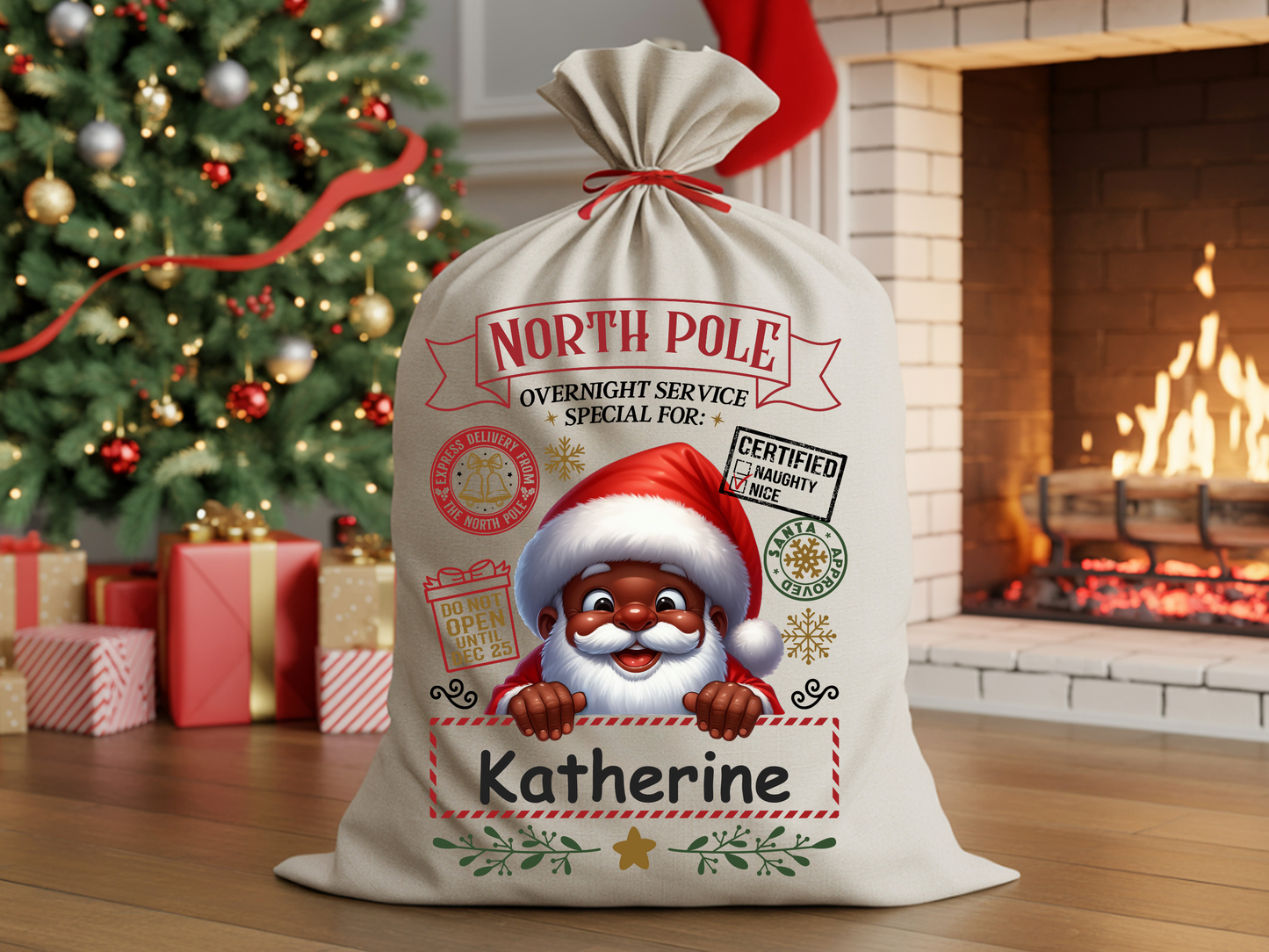 Santa Claus Gift Bag – Personalized Christmas Sack for Kids