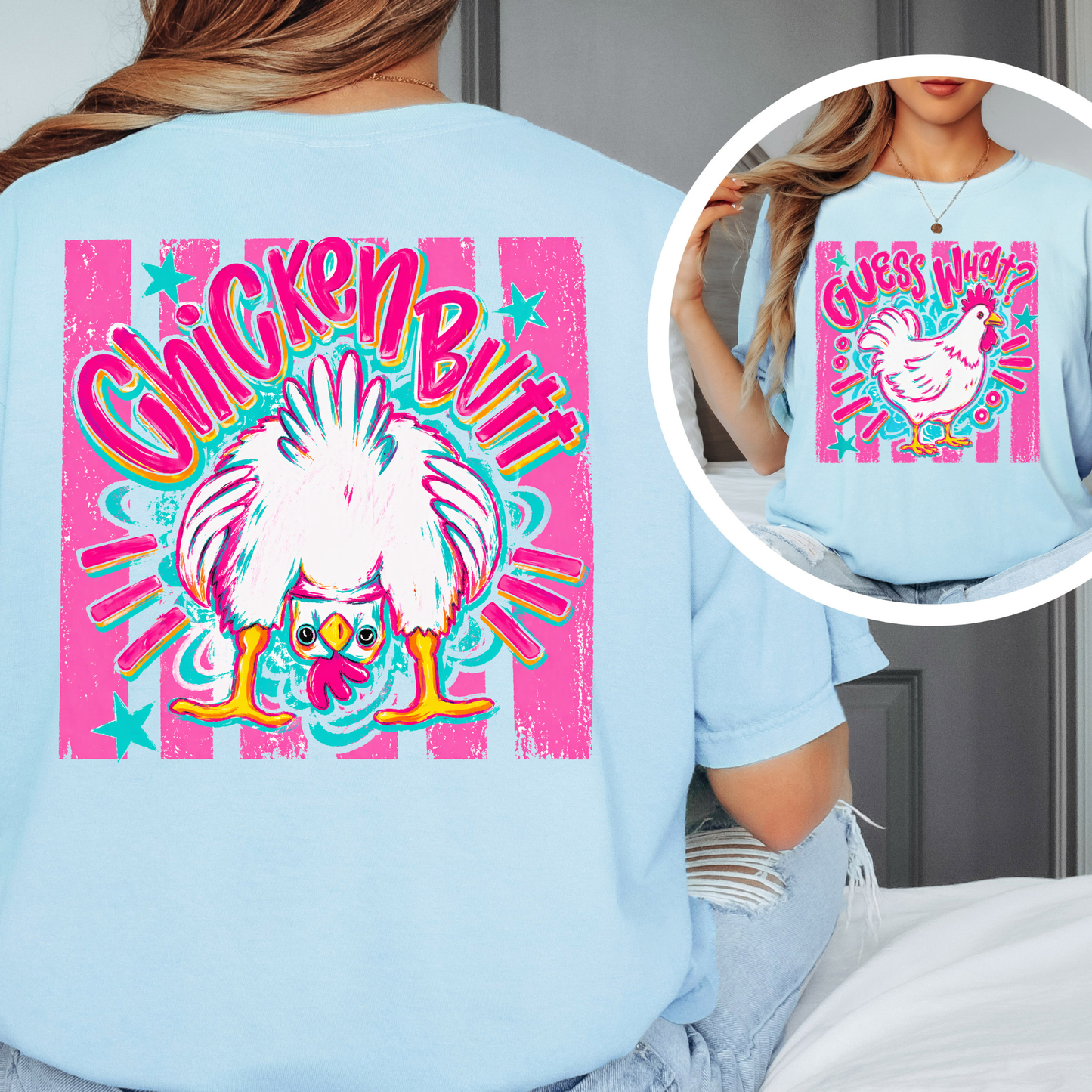 Guess What Chicken Butt Shirt – Funny Retro Chicken Graphic Tee