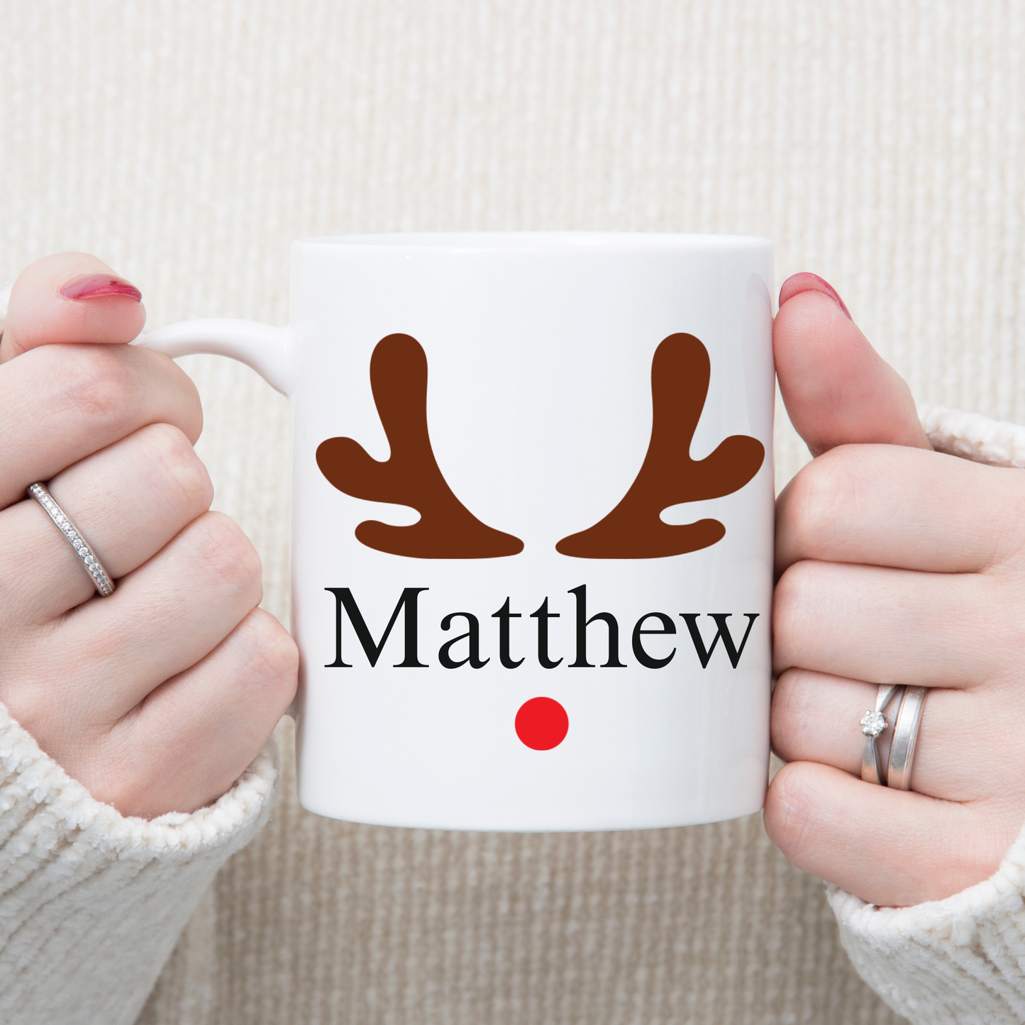 Personalized Reindeer Mug – Custom Name Winter Mug, Christmas Holiday mug, Holiday Gift for Kids & Adults