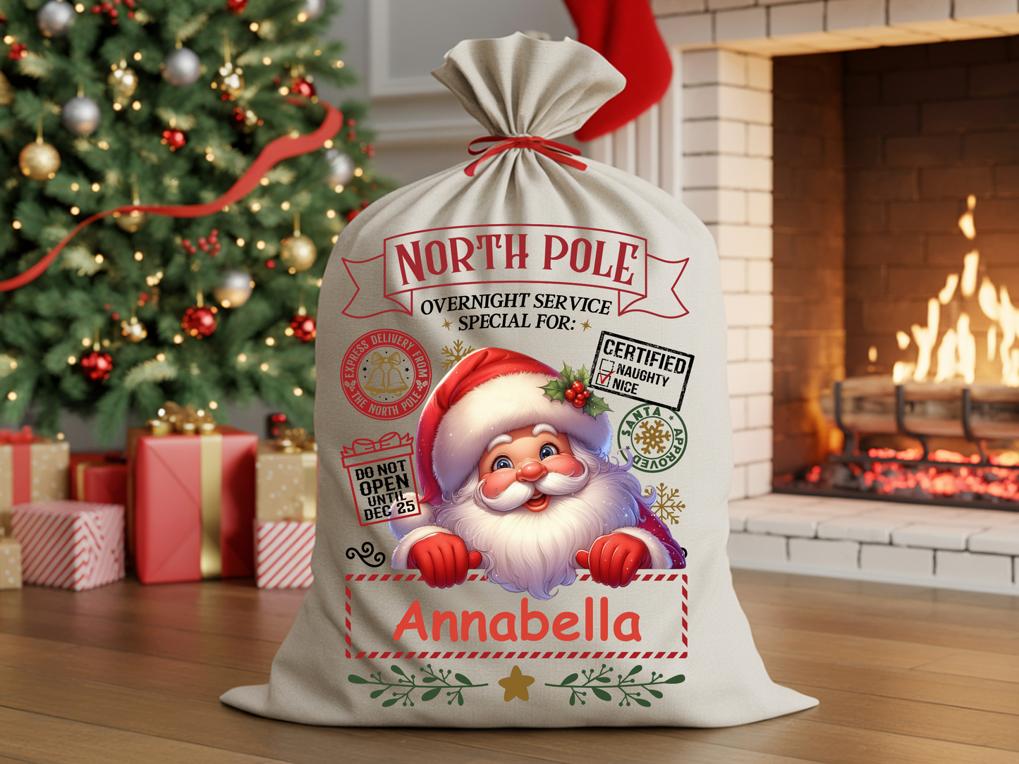 Santa Claus Gift Bag – Personalized Christmas Sack for Kids