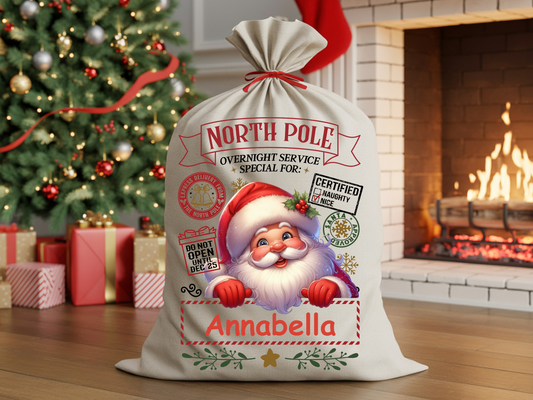 Santa Claus Gift Bag – Personalized Christmas Sack for Kids