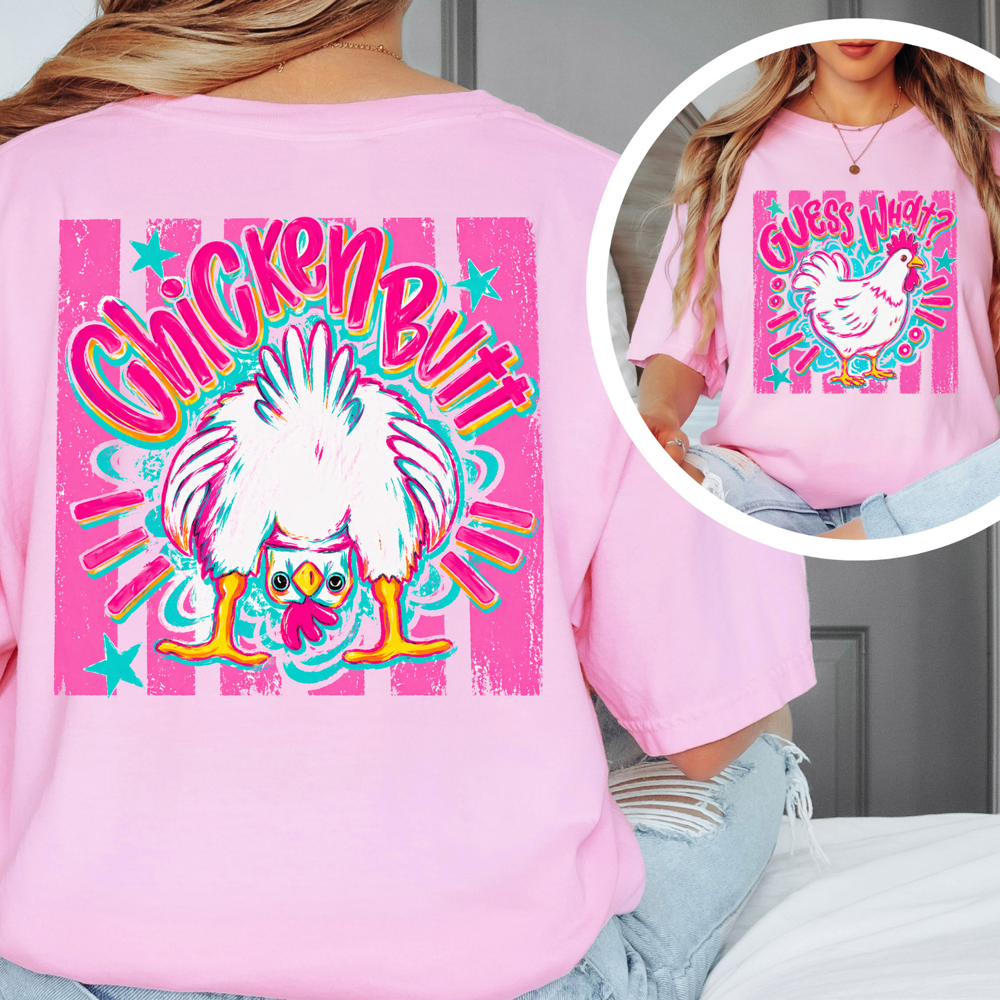 Guess What Chicken Butt Shirt – Funny Retro Chicken Graphic Tee