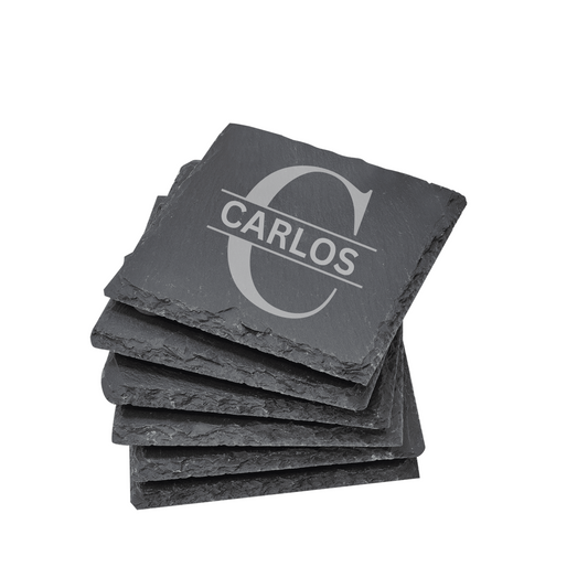 Personalized Slate Coasters – Custom Engraved Stone Drink Coasters, Rustic Home Decor, Wedding Gift, Anniversary Gift, Housewarming Gift