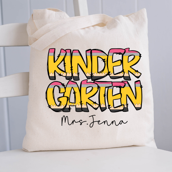 Personalized Pencil Teach Canvas Tote Bag
